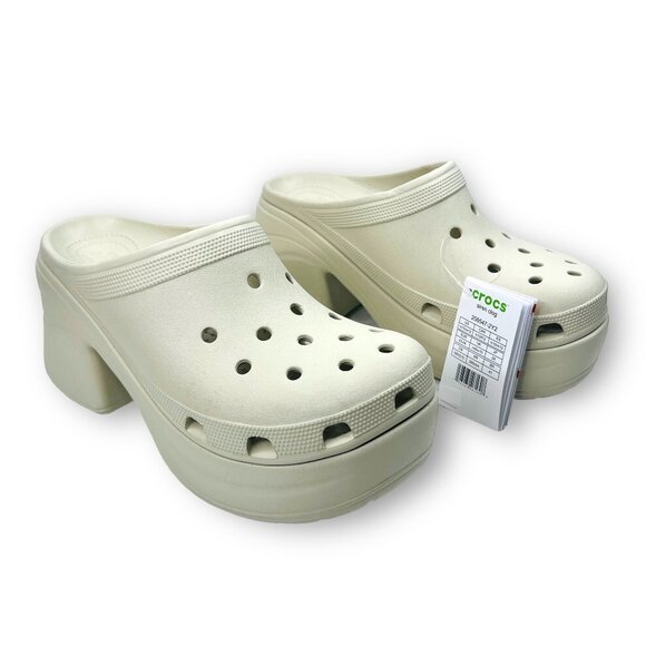 NEW Crocs Siren Clog Women's Size W12/M10 High Heel Platform Stylish Color Bone - Picture 1 of 9